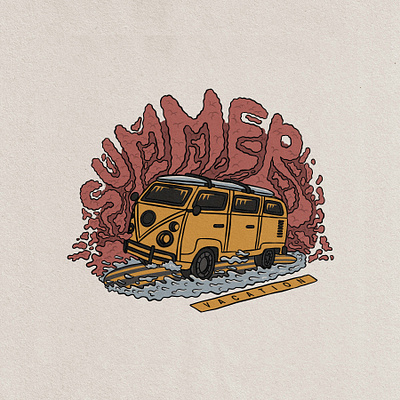 van beach badge vintage hand drawn design illustration art artist artwork badge badge logo beach design graphic design illustraion illustration art illustrator tropical van vector vector art vintage vintage badge vintage design vintage logo wave