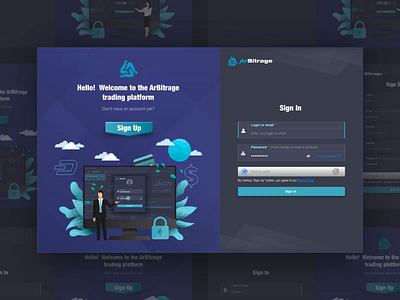 Sign In Sign Up Page Design for Crypto Trading Platform banking crypto dark ui extej finance fintech illustraion investment login form login page login screen payment product design registration page saas sign in sign up signup web app web design