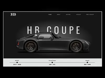 HB Coupe Car _ Landing Page Design black theme branding car landing page design dailyui design hb coupe road racer sports car ui user experience ux website