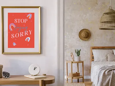 Stop Saying Sorry app art branding design feminist illustrator logo minimal quote art vector