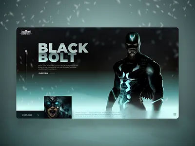 Black Bolt (Inhumans) Web design Header Concept black character clean clean ui concept cool design dribbble marvel site design ui ui ux ui design uidesign uiux ux web webdesign website website design
