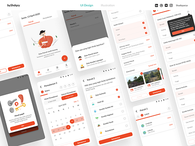 Patroli Karhutla App - Redesign app button calendar carousel checkbox form illustration mockup popup window procreate progress bar radiobutton redesign stepper tooltips ui design uiillustration