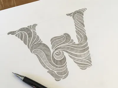 Letter W flourishes lettering