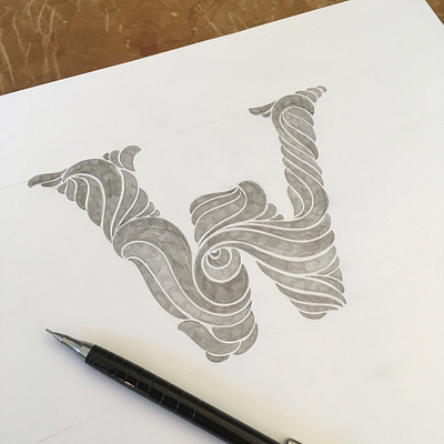 Letter W flourishes lettering