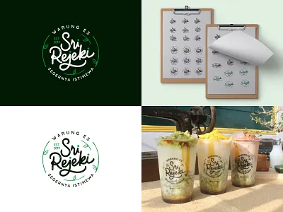 Warung Es Sri Rejeki brand calligraphy drink drinks ice identity logo typography vintage wordmark