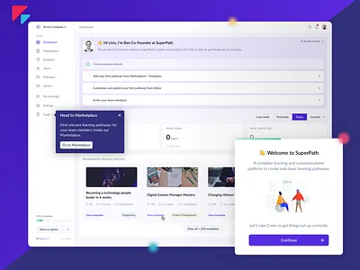 SuperPath - Pathway Learning Admin Dashboard admin admin design dashboard dashboard design dashboard ui learning pathways pathways welcome screen