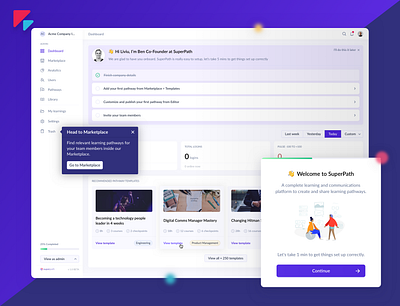 SuperPath - Pathway Learning Admin Dashboard admin admin design dashboard dashboard design dashboard ui learning pathways pathways welcome screen