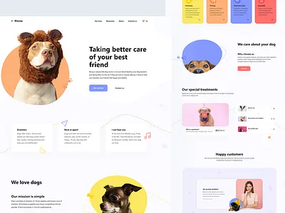 Blooop clean design dog dogs flat homepage minimal modern pets ui web design