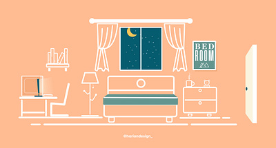 Bed Room design flat illustration minimal vector website