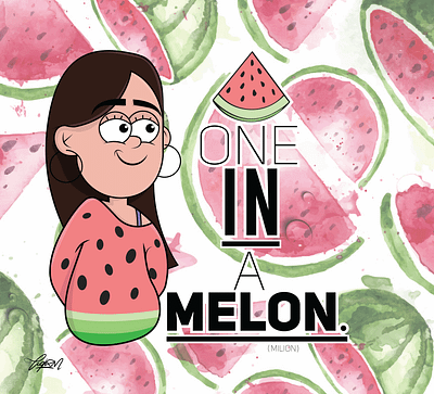 One in a milion girl illustration illustrator melon milion watermelon