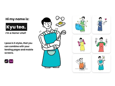 Kyu tea illustrations character design dailyillustration design food homechef illustraion lineillustration outline procreate ui ui ux webdesign