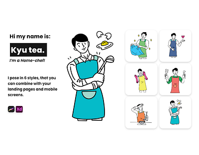 Kyu tea illustrations character design dailyillustration design food homechef illustraion lineillustration outline procreate ui ui ux webdesign