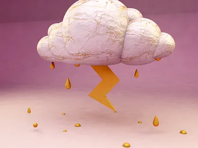 C4D Cloud & Thunder 3d 3d art abstract animation art c4d cloud design dribble fairy illustration pink popcorn rain thunder