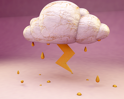 C4D Cloud & Thunder 3d 3d art abstract animation art c4d cloud design dribble fairy illustration pink popcorn rain thunder