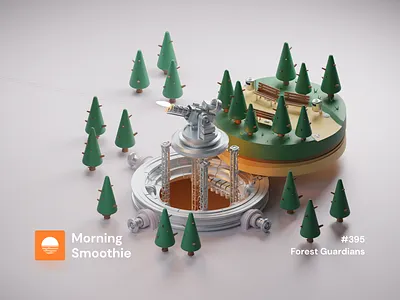 Forest Guardians 3d 3d art blender blender3d diorama forest illustration isometric isometric design isometric illustration low poly nature park