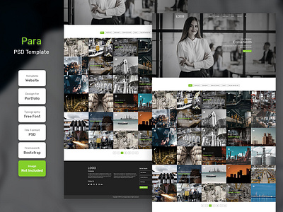 Para Portfolio Category Page PSD Web Template banner business design digital education layout marketing modern template web web design website