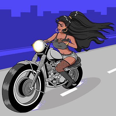 Midnight Run - Song Artwork bike illustration comicart cover art design digitalart flat graphic desgin illustration midnight midnight run minimal art music artwork song cover art vector woman illustration