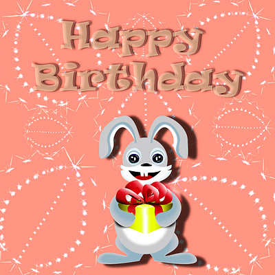 Happy birthday bunny with gift design illustration style vector