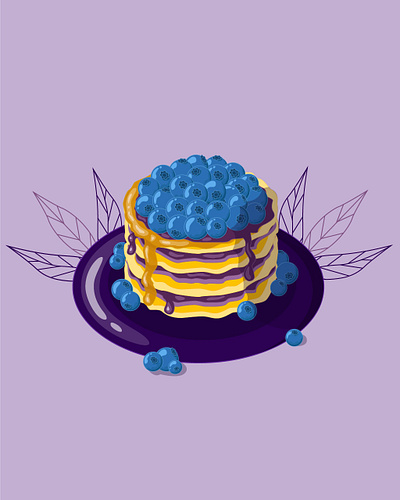 Pancakes art blueberries delicious design dish flat food graphic design illustration illustrator jam logo pancakes vector