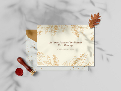 Autumn Invitation Card Free Mockup autumn collection autumn flyer autumn leaves autumn party card design card template free freebie invitation card invitation cards mockup mockup design mockups psd mockup