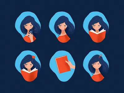 Book reader girl book design ebook graphic design illustration ui