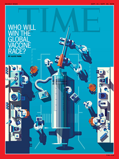 Vaccine digital editorial folioart illustration lab medical peter greenwood science