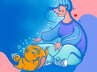 Welcome home animal art child design dog girl graphic art happy hug illustraion procreate