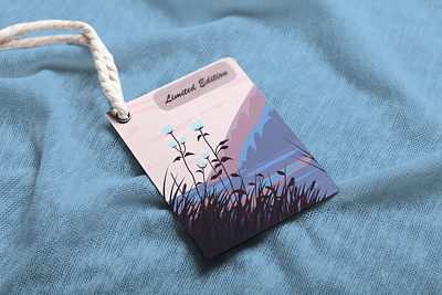 landscape mockap art design flowers graphic design grass illustrator label landscape logo mockap mountain packaging plants sunset tag vector