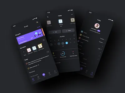 Task planner app I Dark theme app app design dark theme design ios app mobile app mobile design planner task app task list task planner ui ux