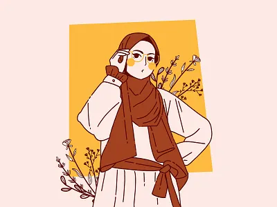 Cute Minimalist Hijab Fashion character design cute art cute illustration design graphic design hijab illstration minimalism minimalist minimalist design minimalist illustration minimalistic outline pastel