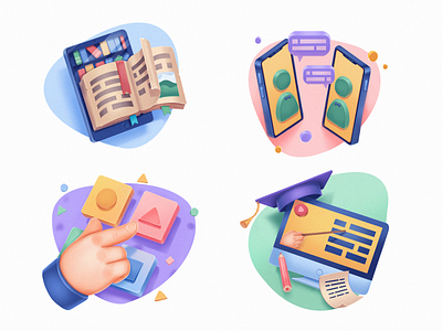 Education Service Icons design design studio digital art digital illustration digital painting education educational graphic design icons icons design illustration illustration art illustrations illustrator online education procreate school study ux design web icons