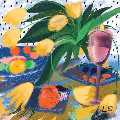 Still life botanical illustration brushes flowers illustration stilllife