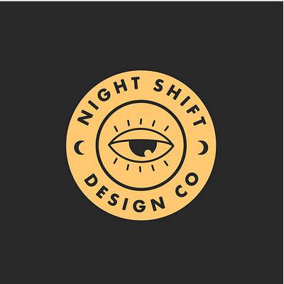 NightShift logo blackandyellow branding design eyeball illustrator logo moon night vector