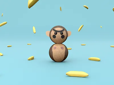 3D Okiagari Gorilla Tentetieso 3d 3d animation 3d art 3d artist 3dart 3dilustration 3dmodel 3drender animal3d c4d c4dart cgi character cinema4d cinema4dart gorilla render toy