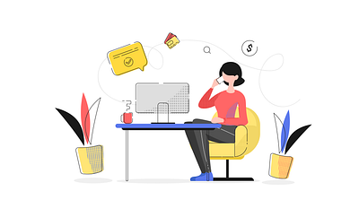 Office work art girl illustration office work