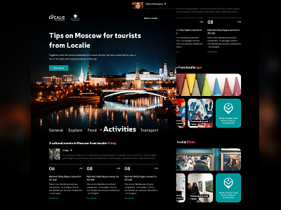 Moscow Hotel's Guide dark ui design figma landing page landingpage picture selector timetable travel typography ui ux design uidesign webdesign