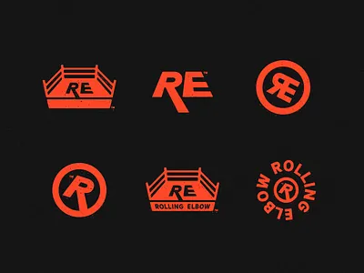 💪💪💪 ROLLING ELBOW 💪💪💪 badge brand design branding design logo mark type wrestle wrestlers wrestling