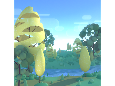 Early Autumn 3d 3d illustration 3d landscape autumn cinema 4d digital art digital illustration diligence environment foliage illustration illustration art landscape nature octane stuart wade tree trees