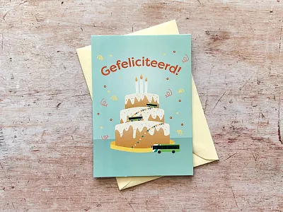'Happy Birthday' greeting card arriva birthday birthday cake bus busdriver graphic design greeting card happy birthday illustration stationery