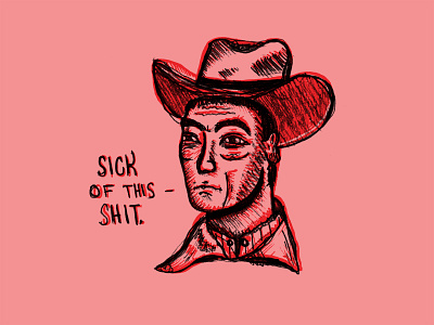 Me too, cowboy, me too cowboy doodle hand drawn hand type illustration portrait sketchbook