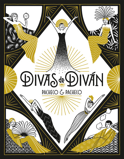 Divas de diván book comic cover illustration