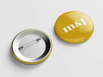 M & J - Pin (Gold) art direction branding branding design button cebu event events graphic design logo mark logo mark symbol merch mj mj events philippines pin pin button pin button design pin design pin mockup setup