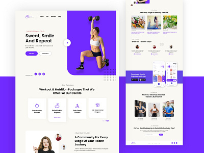 Health Improvement Web UI 2020 trend app ui app ui ux design design app exercise app flat design health app homepage design mockup modern app modern app design nutrition app ui ui design ui ux user experience user interface ux workout app