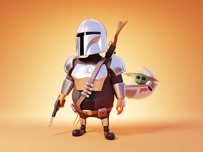 Mandalorian 3d 3d character baby yoda blender character character design illustration mandalorian render star wars