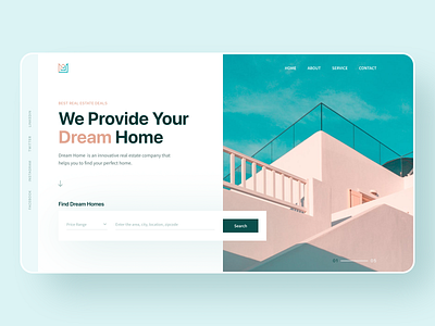 Real Estate Agency Hero Exploration 2020 trend agency best dribbble shot branding building clean creative flat landing page logo minimal real estate trendy typography ui uidesign ux vector web website