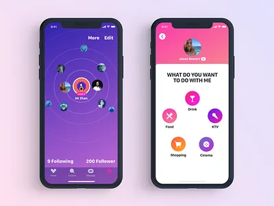Me&Date app date design display flat ios social ui ux