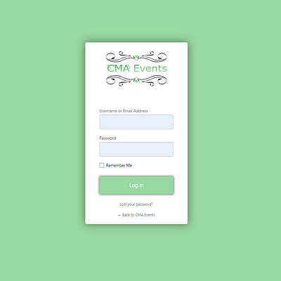 Customised Login Page Cma Events animated gif animation branding design ui web website wordpress wordpress design