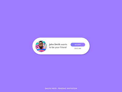 DailyUI #078 - Pending Invitation 078 adobe xd app challenge dailyui design digital friend friend request interaction interface invite minimal popup purple request ui ux