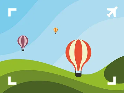 Viewfinder Identity Illustration balloon branding design dynamic logo flat hills hotairballoon identity illustration logo logodesign mark symbol travel viewfinder