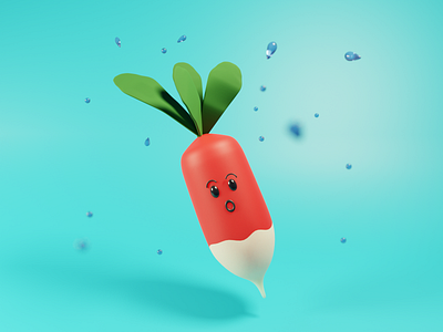 Oh my radish ! 3d art blue cute cute art illustration vegetable